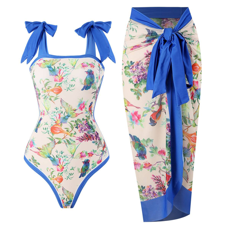 Women's Clothing Two Piece Skirt Multi Color Print Sexy Bikini Set_voghion.com
