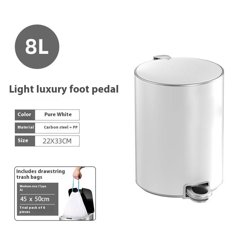 Pattumiera rotonda in acciaio inossidabile con pedale per uso domestico, per cucina, soggiorno, bagno, con coperchio_voghion.com