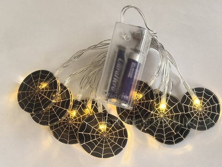 Halloween-LED-Lichterkette – 1,5 m/3 m, batteriebetrieben, gruseliges Dekor mit Kürbissen, Geistern, Fledermäusen und Spinnen, Warmweiß_voghion.com