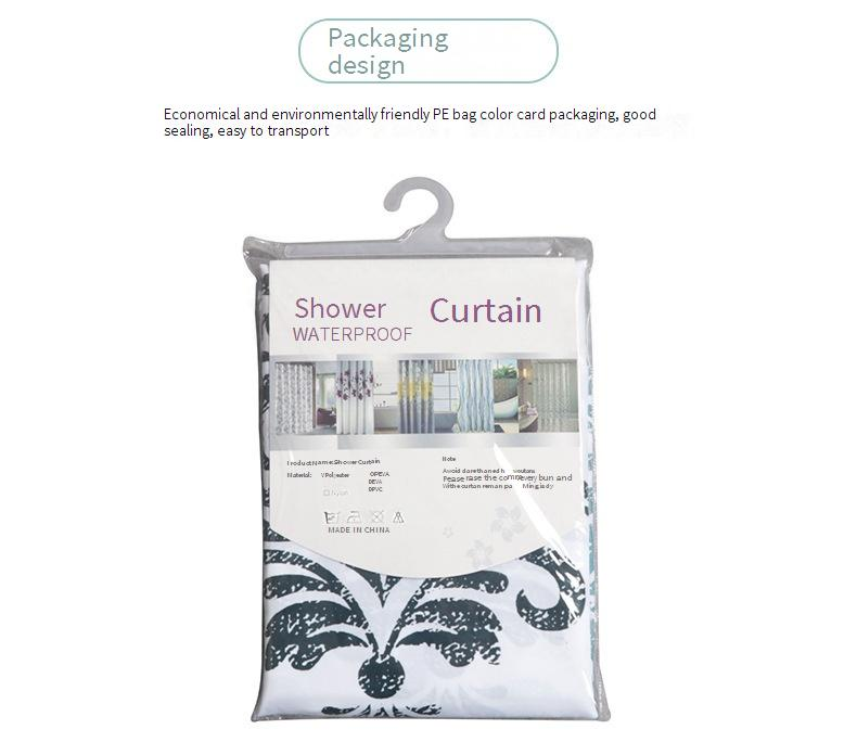 Tenda da doccia con stampa geometrica moderna – Decorazione da bagno in poliestere impermeabile con linee astratte, 180x180 cm_voghion.com