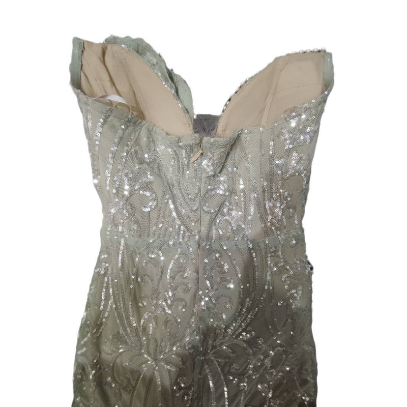 Abito da sera sexy da donna con corsetto e perline, a sirena, per feste, balli di fine anno, gala – Verde salvia_voghion.com