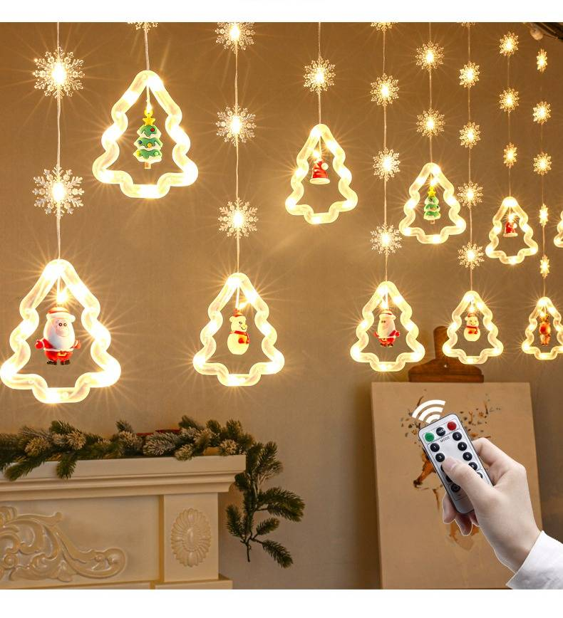 Warmweiße/bunte Lichterketten für Weihnachtsdekorationen – USB-/batteriebetriebene LED-Lichterketten in Stern- und Baumform für festliche Atmosphäre im Innen- und Außenbereich_voghion.com