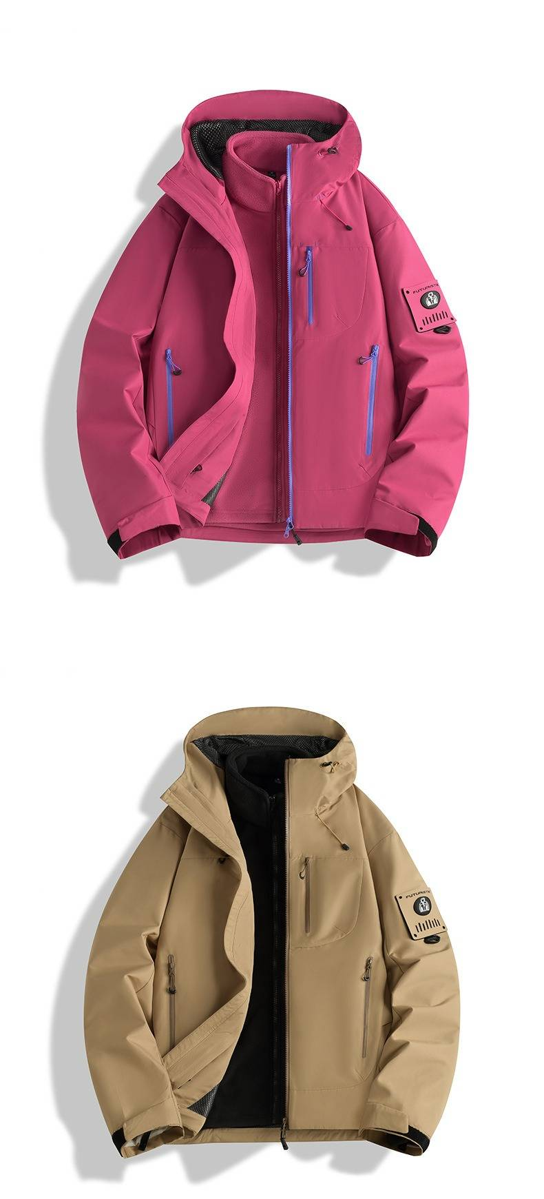 Unisex 3-in-1 Waterproof Hiking Jacket - Detachable Fleece Liner & Windproof Shell (10 Colors, XS-3XL)_voghion.com