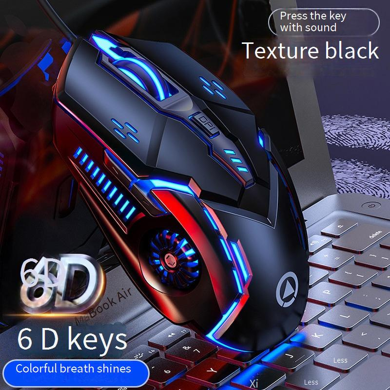 Przewodowa mysz gamingowa z podświetleniem RGB, 6 przyciskami 6D, 3200 DPI, ergonomiczna konstrukcja do komputerów PC i laptopów_voghion.com