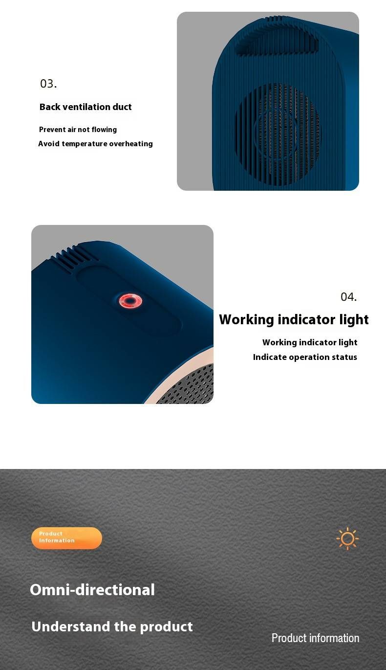 1500W PTC Fast Heating Space Heater With Oscillation - Compact & Portable For Home/Office, 2-Speed Settings, Overheat & Tip-Over Protection_voghion.com