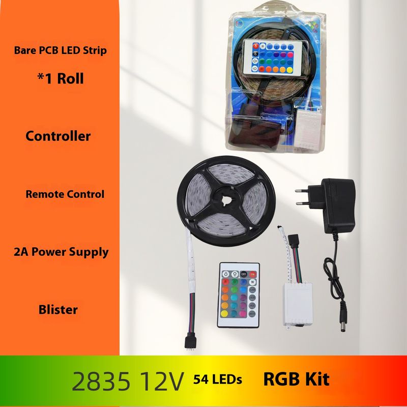 Tiras de luces LED RGB con control remoto de 24 teclas, bajo voltaje de 12 V, resistencia al agua IP65, iluminación decorativa y para fiestas en interiores y exteriores._voghion.com