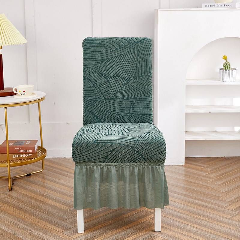 Coprisedia invernale a copertura totale – Design con gonna elastica spessa, motivo a onde solide per sedie da pranzo e da ufficio_voghion.com