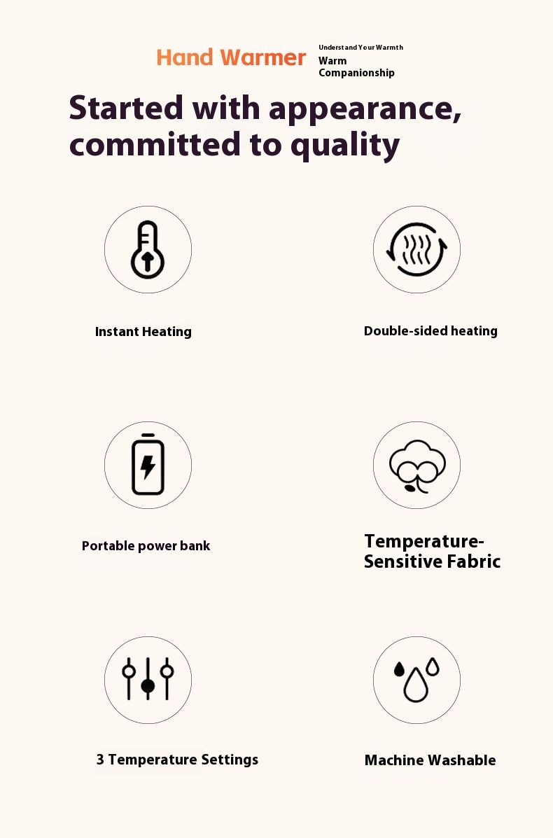 USB Graphene Hand Warmer - Fast Heating Fluffy Electric Heating Pad For Office & Travel, 3 Colors, With Optional Power Bank & Extension Cable_voghion.com