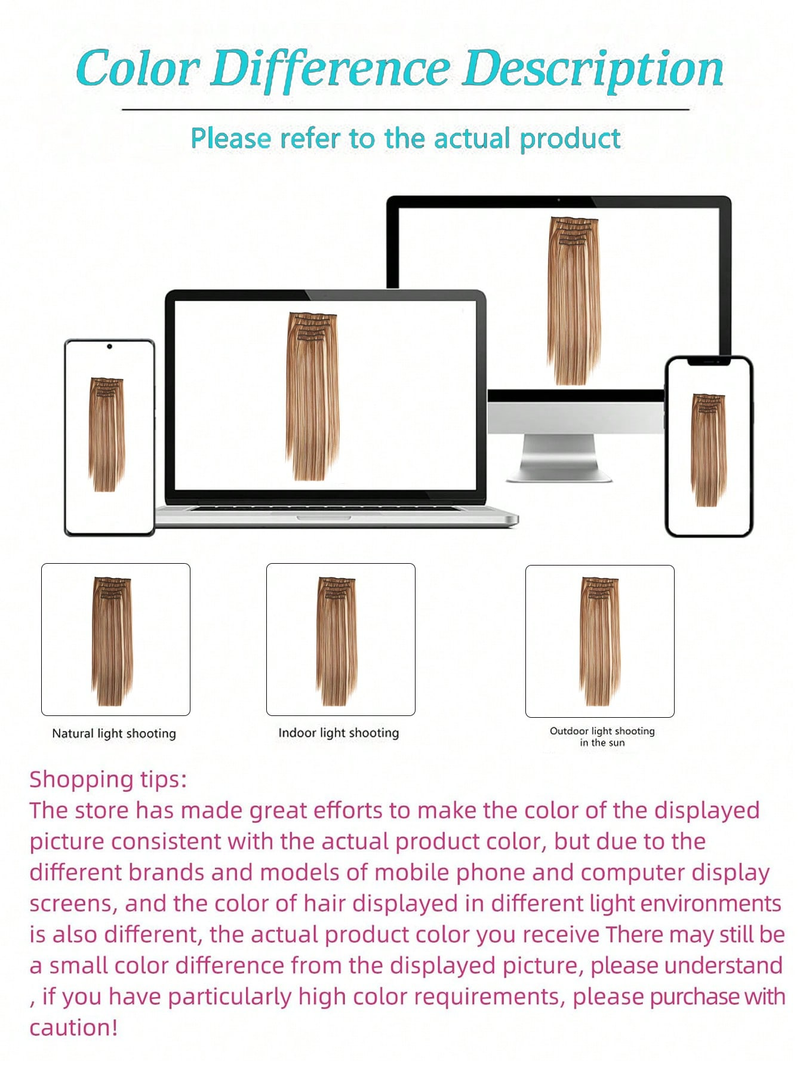 Extension per capelli Parrucca femminile sintetica multicolore con 16 clip per capelli lisci_voghion.com