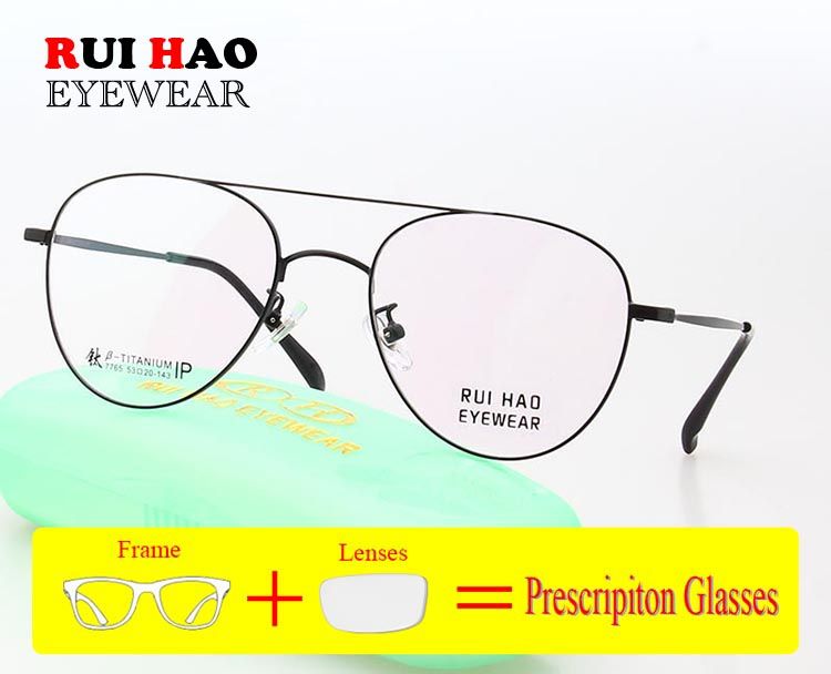 Lunettes de vue à la mode personnalisées Double Deam Lunettes de vue Remplissage de monture Lentilles optiques Lunettes en titane Myopie Hypermétropie_voghion.com