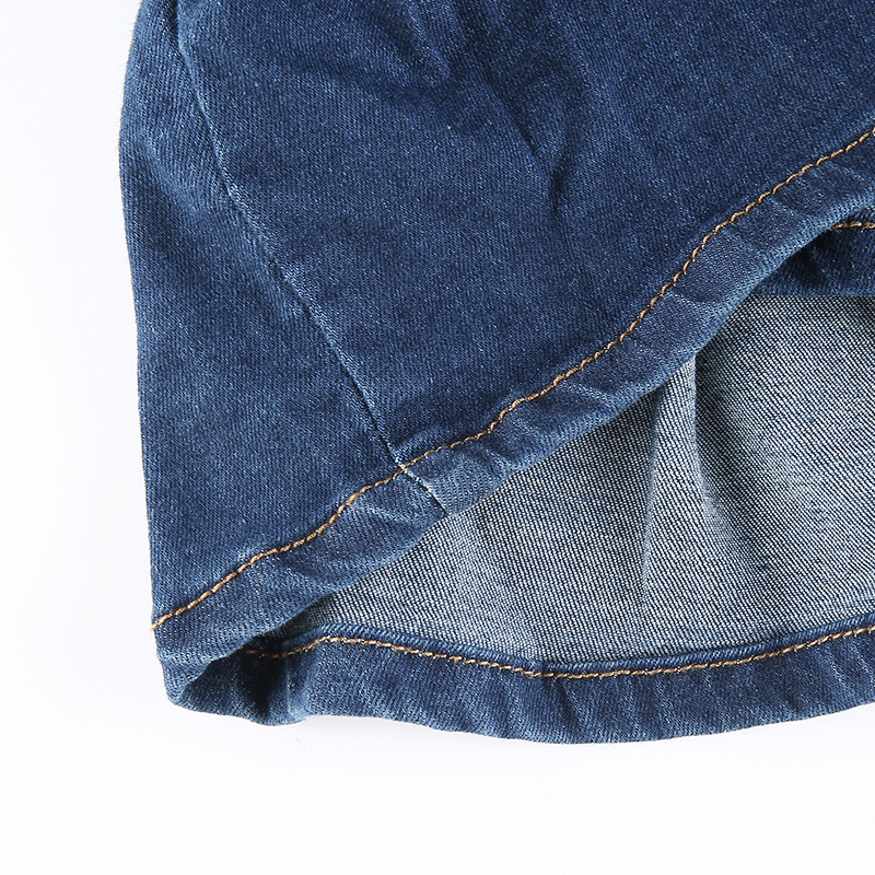 Women's Clothing Half Length Denim Skirt Sexy Two Piece Stretch Denim Skirt_voghion.com
