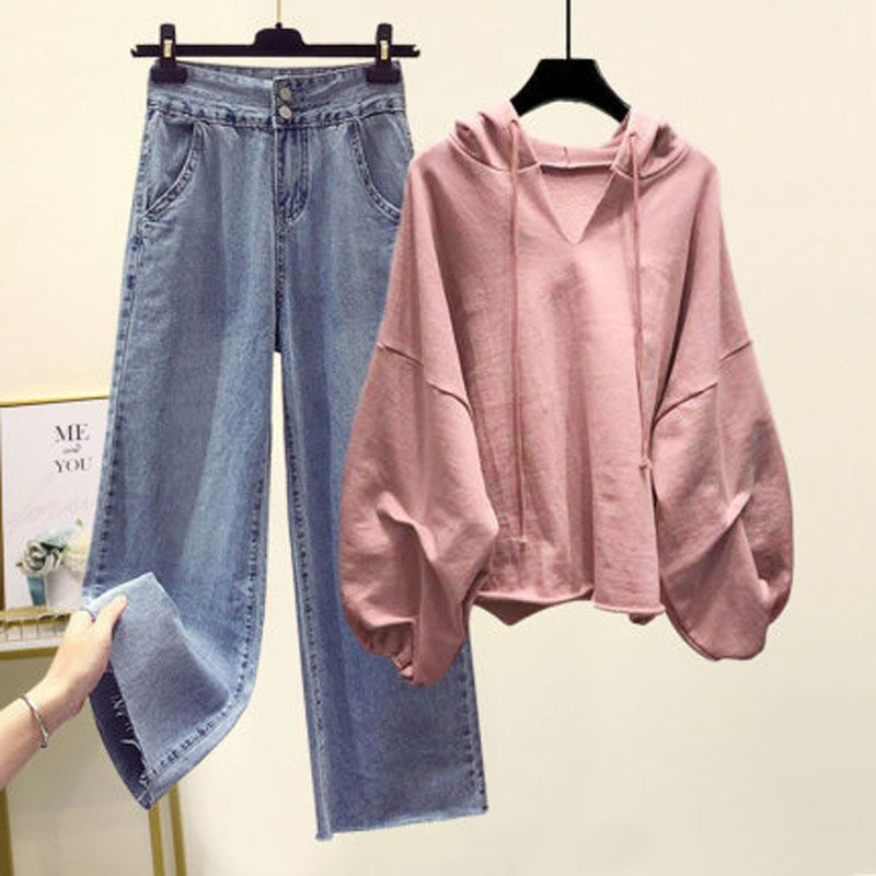 Damenbekleidung: Altersreduzierender und schlankmachender Disco-Street-Anzug für Damen, trendige Hose mit weitem Bein von Internet-Prominenten, modischer zweiteiliger Anzug_voghion.com
