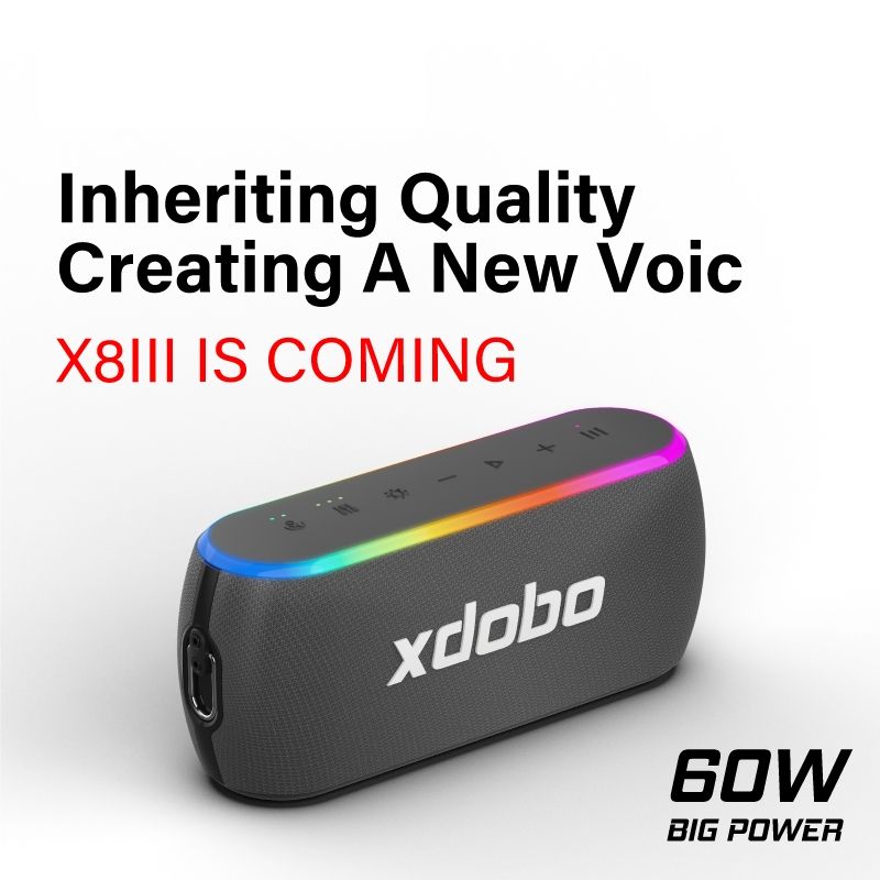 X8 III BT5.3 IPX7 draadloze luidspreker met RGB-licht, ondersteunt Bluetooth/TF-kaart/USB/AUX (grijs)_voghion.com