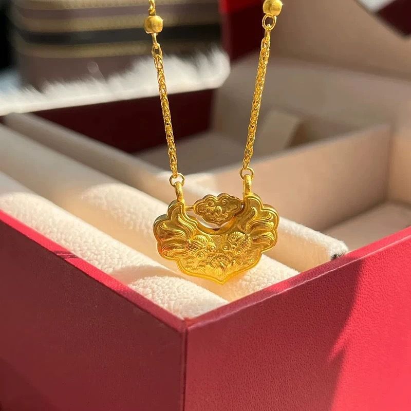 Vietnam sabbia cava cava Pesci koi Ping An Ruyi collana borsa con serratura ciondolo loto fabbrica vendita all'ingrosso diretta_voghion.com