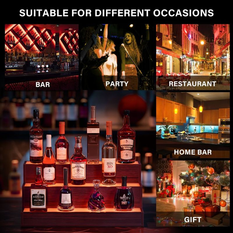 With Shelf Display Remote Illuminated 3 Liquor App F 24 Lighted Inch Shelf Step Shelf Bar DIY LED Bottle Bottle Display Control_voghion.com