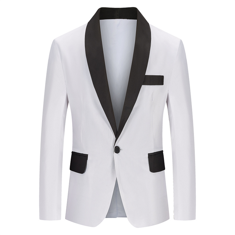 Stylish's Blazer Casual Slim Fiess Formal One Button Office Suit Blazer Coat Top White Suit Jacket Masculino Blazers_voghion.com