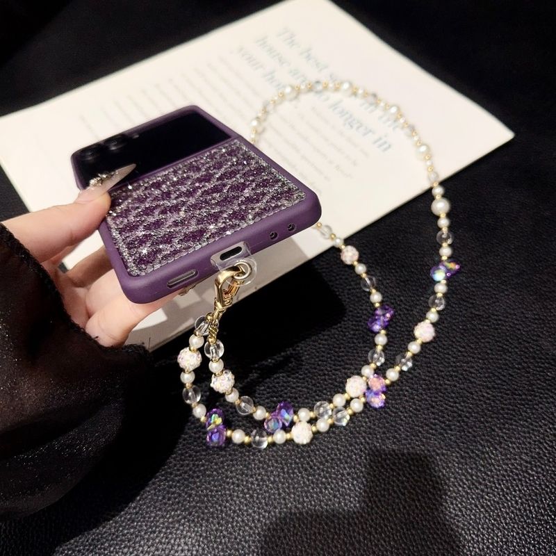 Fischschuppenmuster Glitzer Bling Handyhülle für Samsung Galaxy 6 5 4 3 Dia Z Flip 7 Lange Lanyard Cover_voghion.com