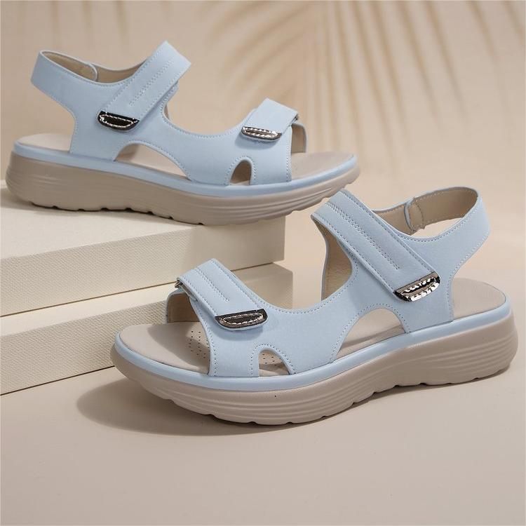 Sandali con bocca di pesce comodi, stile sportivo, larghi e casual, da donna, modello 2025, con chiusura a velcro_voghion.com