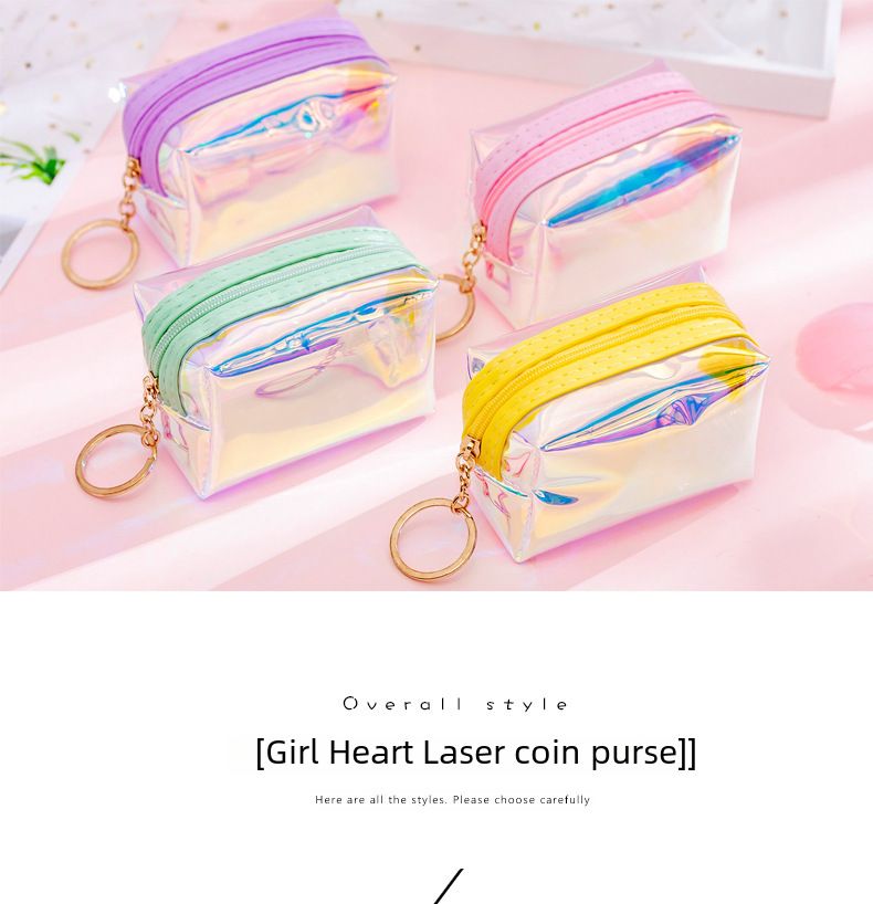 Korea neue ins mädchen herz transparent laser geldbörse student mini münze schlüsselbund tasche spot großhandel_voghion.com