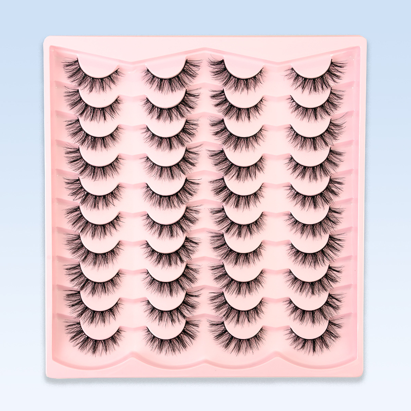 Cils en fibres chimiques 3D chauds, boucles stéréo naturelles, 20 paires de faux cils de plus que les cils plats_voghion.com