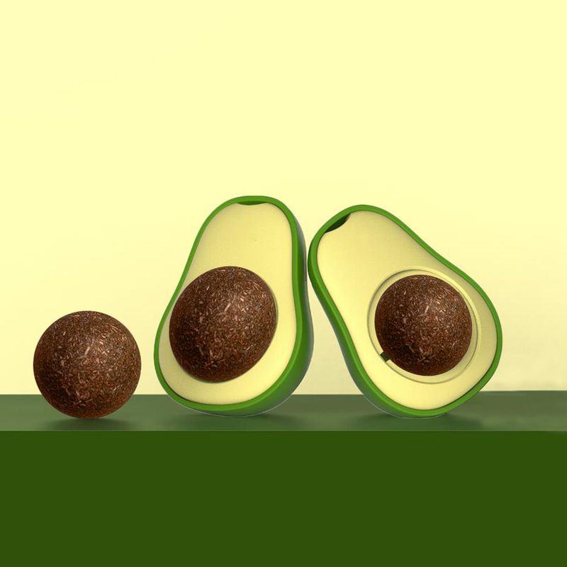 Guangying Katzenspielzeug, kreatives Zahnreinigungsspielzeug, rotierender Avocado-Katzenminze-Ball, Katzen-Kauspielzeug, Heimtierbedarf_voghion.com