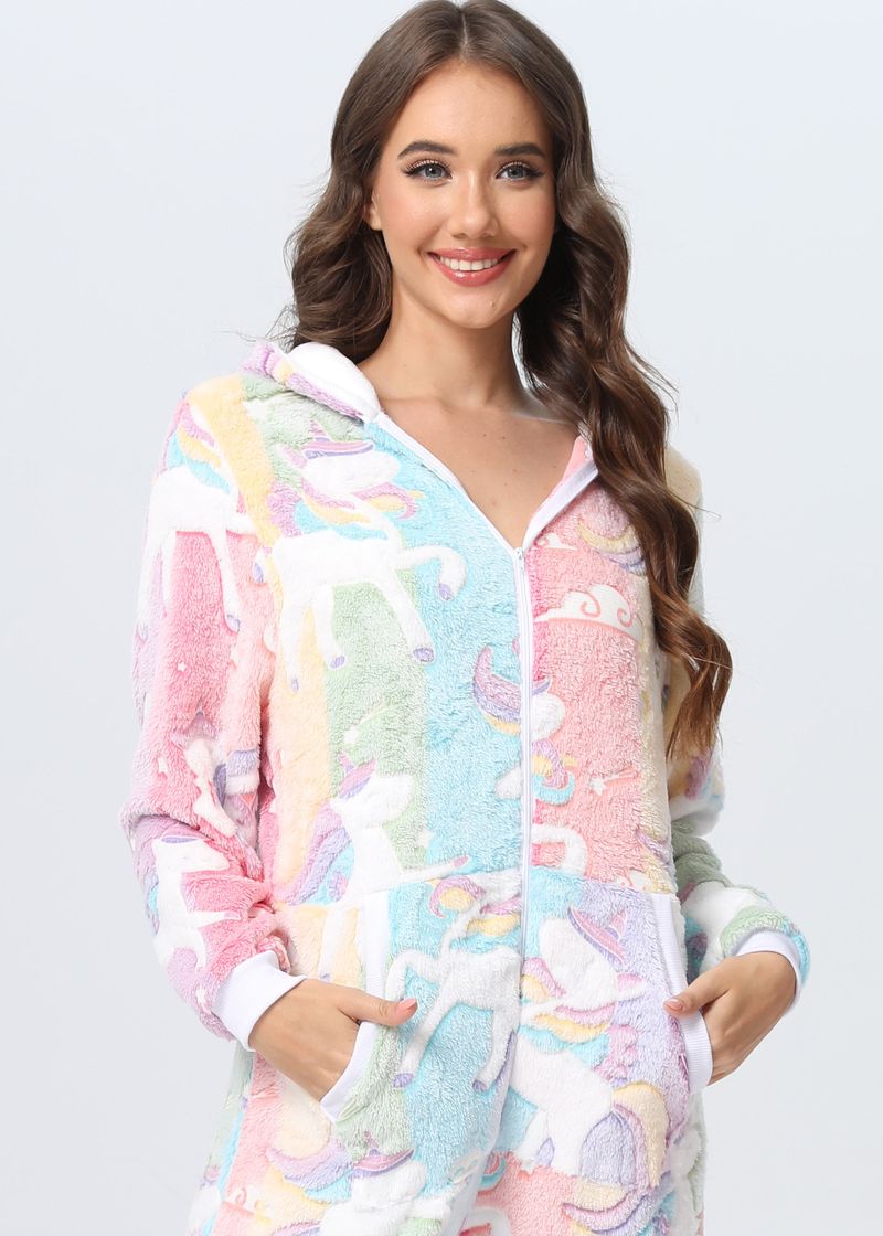 Damen Kleeschen Routkäppchen Flanellgedréckte Jumpsuit Pyjama Heemkleeder_voghion.com