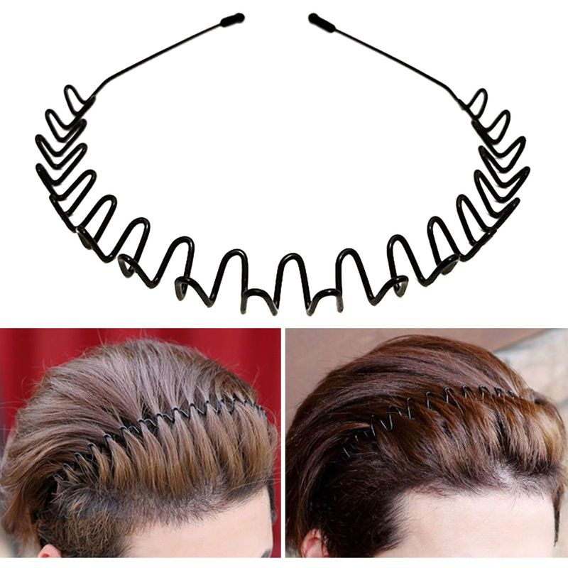 Zhuoxinder unisexe élastique Mrtal ondulé cerceau frange fixe Invisible Flexible Sports de plein air bandeau cheveux accessoires_voghion.com