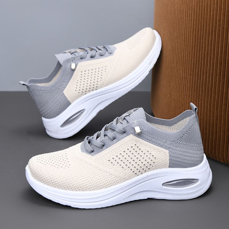 ShoeVault 2025 Neue Damenschuhe Export, lässige Schnürschuhe aus Sockengewebe, Sneakers mit weicher Sohle für Damen_voghion.com