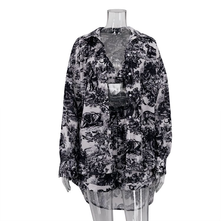 Abbigliamento da donna, nuovo stile retrò, camicia, bretelle, pantaloncini, abito, stampa a inchiostro, moda, tre pezzi_voghion.com