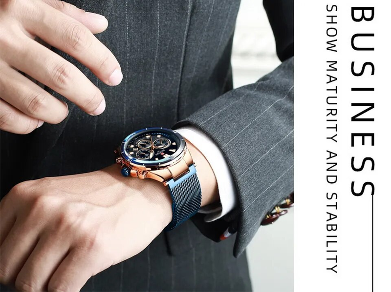 Men Wristwatch Luxury Waterproof Stainless Steel Watches Fashion Calendar Chronograph Wrist Watches Gift for Him_voghion.com