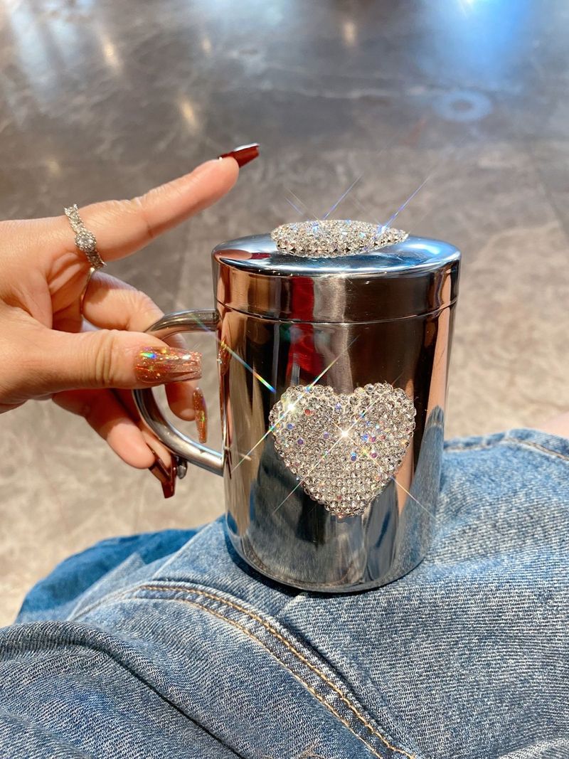 Diamond Heart Kaffeebecher – Isolierbecher aus Edelstahl 304 mit eleganten Akzenten (auslaufsicher, für Büro und Zuhause)_voghion.com