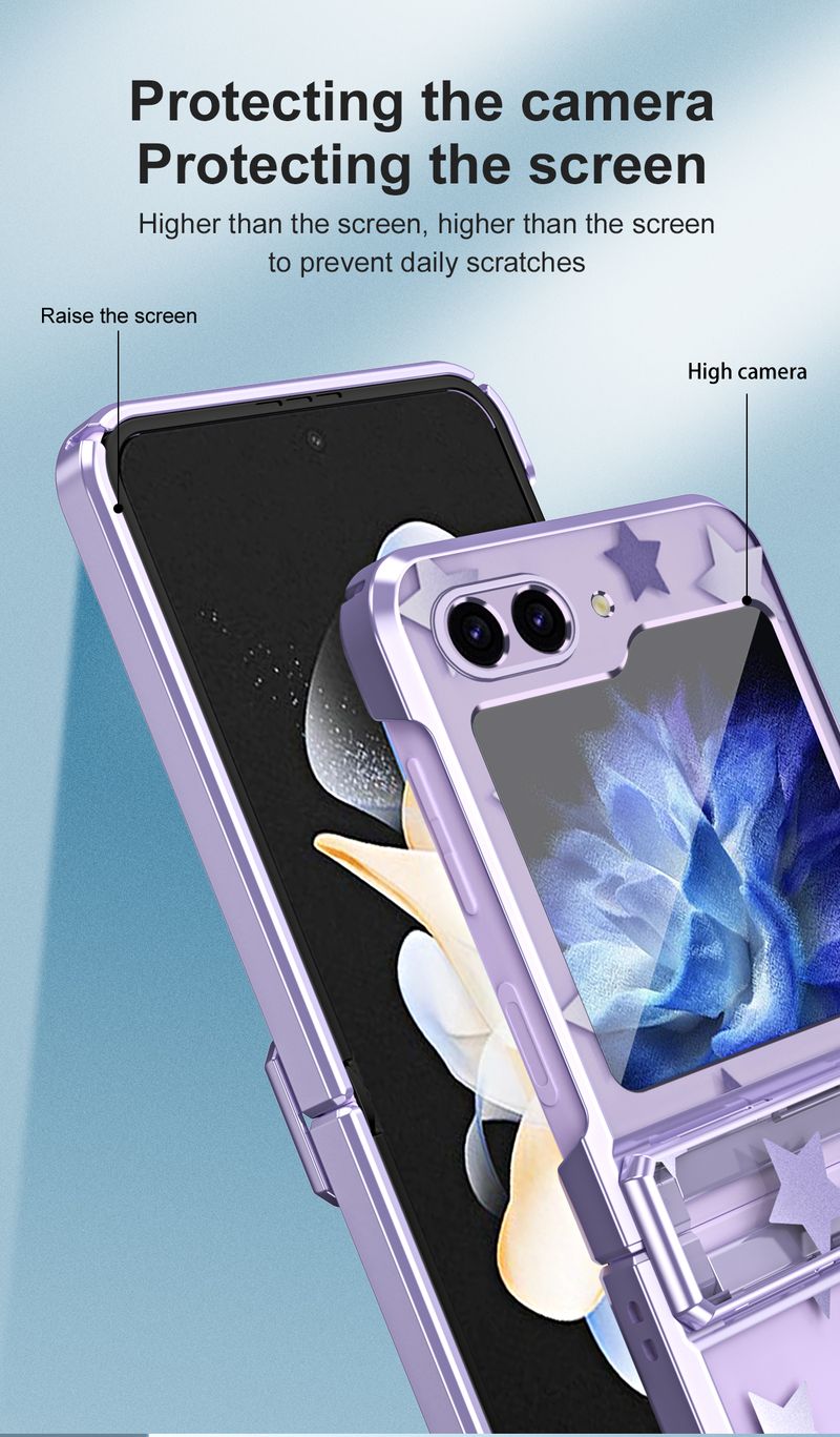 Electroplating Star Pattern Phone Case for Samsung Galaxy Z Flip 6 5 4 3 Flip6 Flip5 Flip4 Flip3 Protective Cover_voghion.com