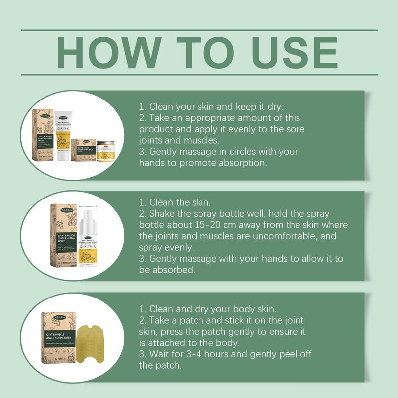 La serie de hierbas de jengibre alivia el dolor de músculos y huesos, la hinchazón, el malestar, la salud corporal, el masaje y el cuidado_voghion.com