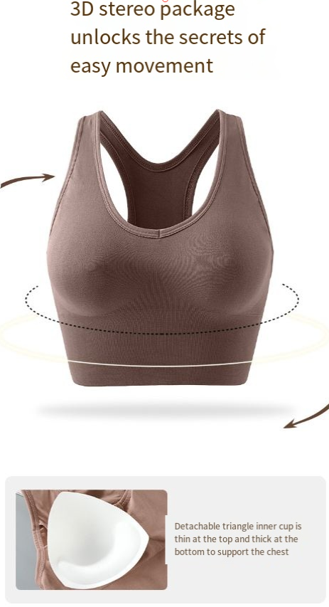 【 3piece set 】High strength shock-absorbing gathering bra, women's one-piece fixed cup, thin design, beautiful back, front zipper,_voghion.com