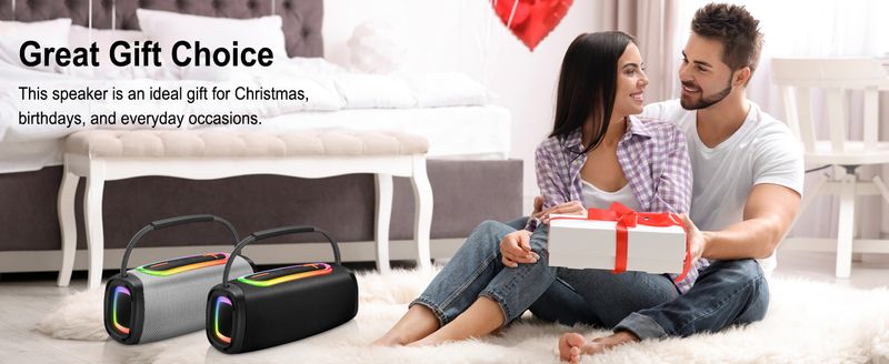 Portable Bluetooth-Speaker,Punchy Bass Clear Treble,IP6 Waterproof Wireless Speakers With RGB Multi-Color Rhythm Lights For Outdoor/Party/Beach ,Gift_voghion.com