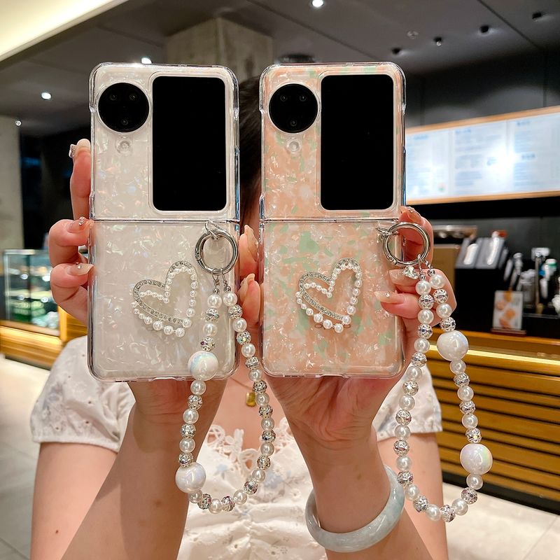 Per Oppo Find N2 N3 Flip Fashion Shell Cuore Perla Catena Custodia per Telefono Cover_voghion.com