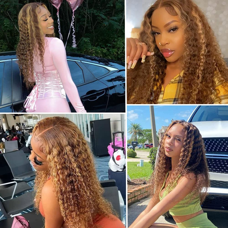 Braziliaans haar 13*4 pre-lace echt haar kleine krullen vlinderhaar pruik 180% dichtheid P4/27 kleurvorm natuurlijk mode geschikt voor dames dagelijks gebruik_voghion.com