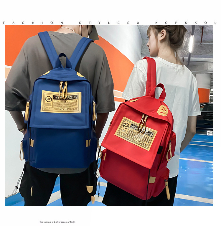Canvas backpack large capacity travel computer men's backpack couple collegiate style female high school college student school bag_voghion.com