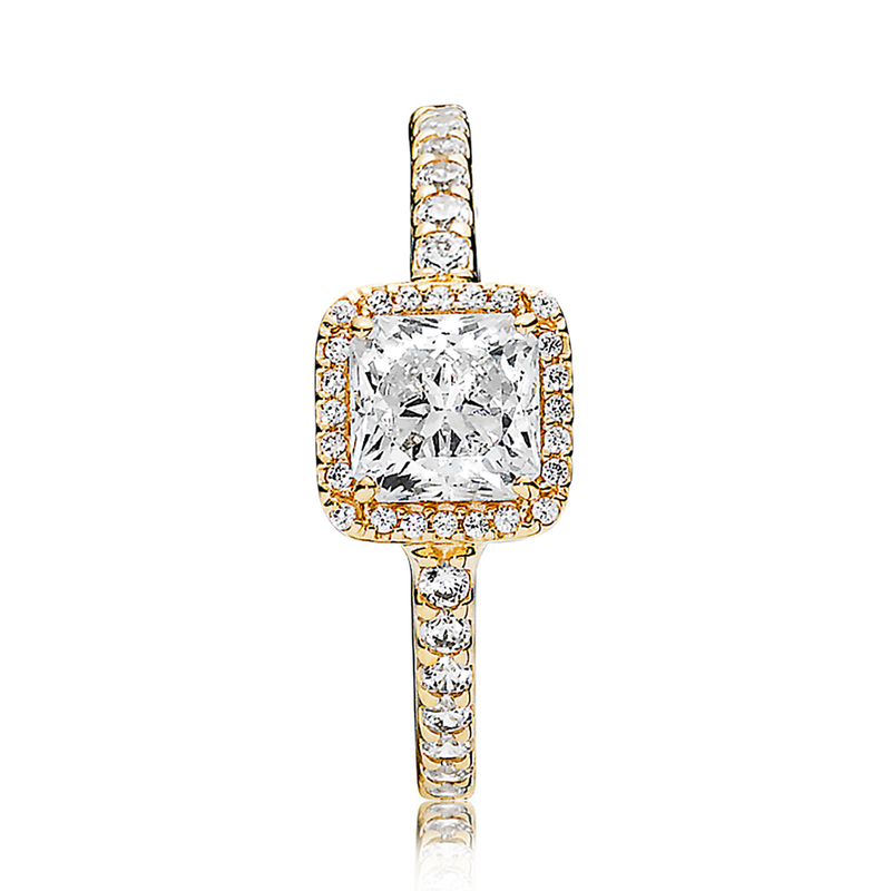 Elegância atemporal 14K com anel CZ transparente_voghion.com