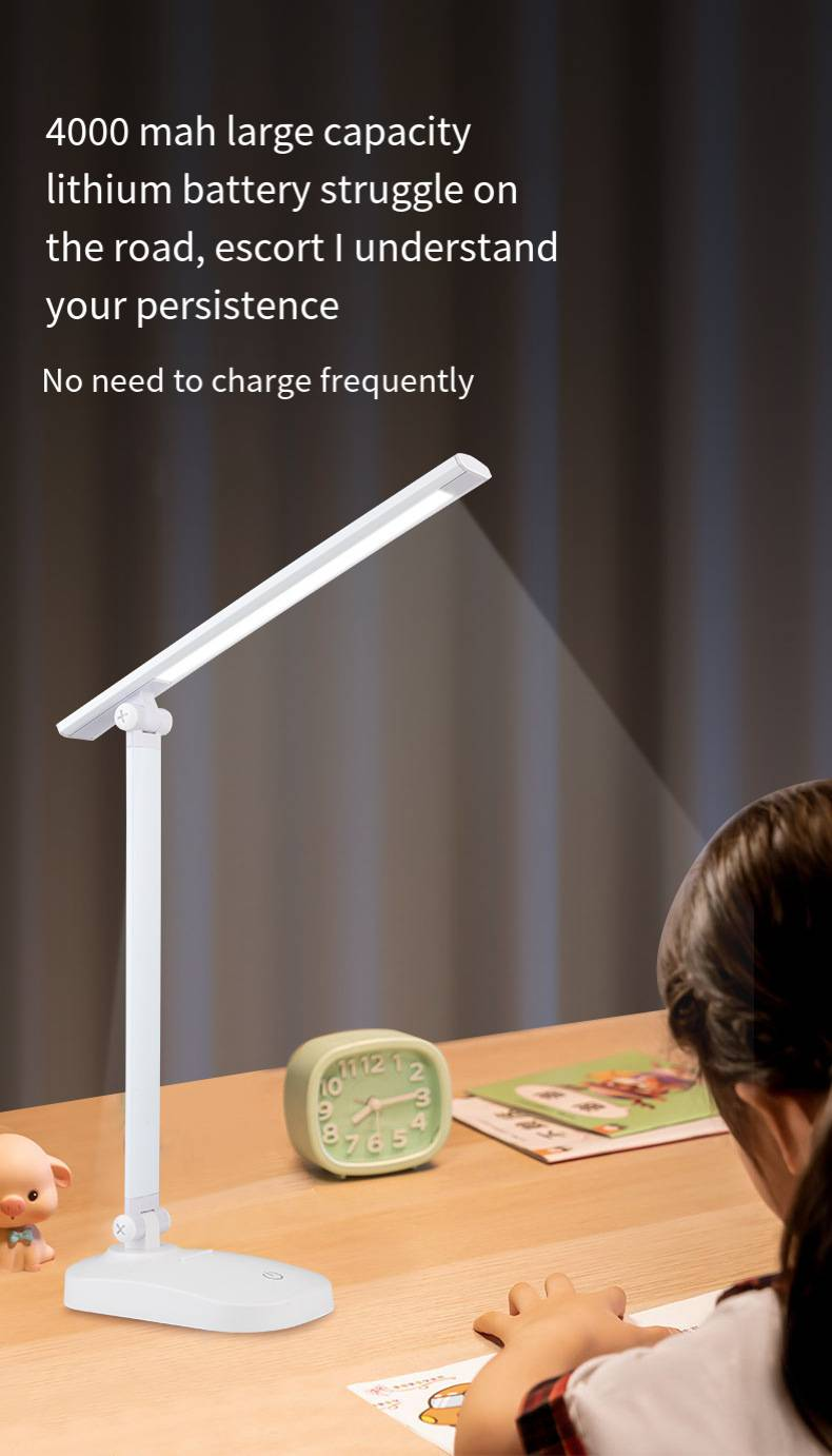 Lampe de bureau pliable à LED pour protection des yeux, chargement USB, gradation tactile, lampe de bureau pour dortoir d'étudiants, lampe de chevet pour chambre à coucher_voghion.com