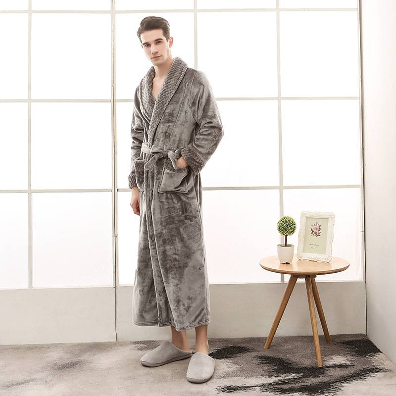 Underwear & Sleepwears Autumn And Winter Large Size Flannel Couple Robes For Men And Women Velvet Splicing Thickened And Lengthened Bathrobes_voghion.com