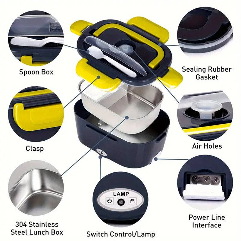 Inspection Available, 24 Hour Online Inquiry, 1.5l 304 Stainless Steel Heated Lunch Box, Set_voghion.com