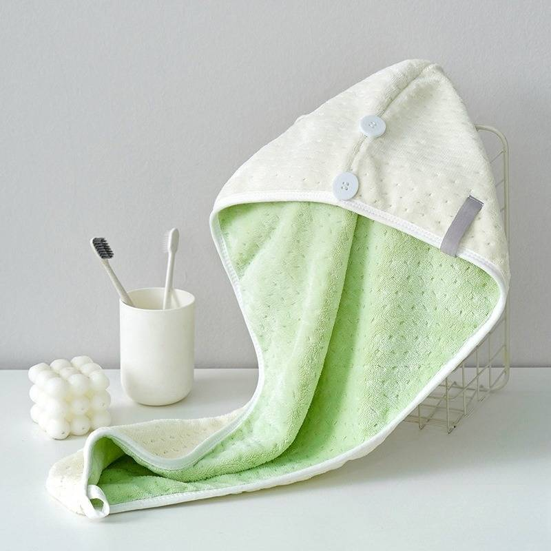 Two Color Antibacterial Fleece Water Absorbing Dry Hair Cap Towel_voghion.com