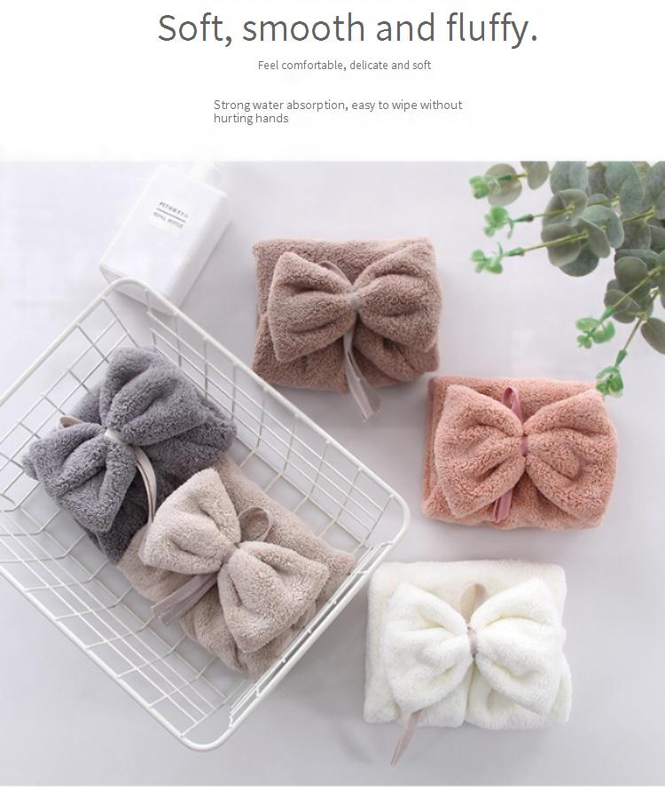 Heimtextilien Niedliches Handtuch mit Schleife zum Aufhängen, Fleece, weich, saugfähig, Küchentuch_voghion.com