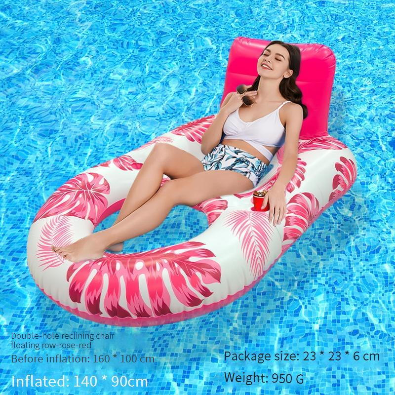 Square Leaf Inflatable Pool Chair Thickened PVC Floating Lounger With Backrest For Adults Water Hammock Seat For Pool Lake_voghion.com