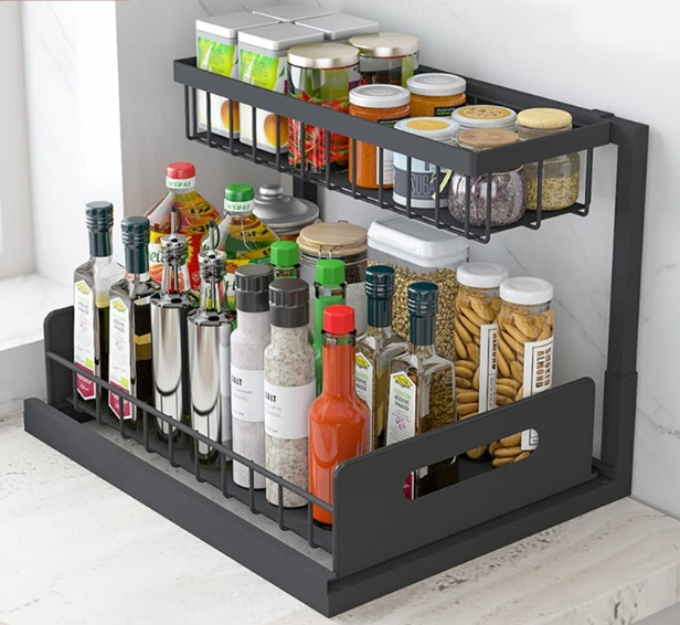 Kitchen Storage Rack, Seasoning Rack Under Sink, Washbasin, Pull-out Countertop, Organizing Rack, Bathroom Storage Rack_voghion.com