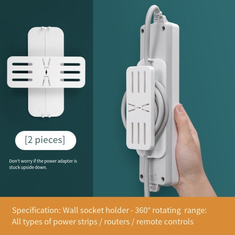 Soporte para enchufes, soporte para pared, estante para almacenamiento de enchufes, tablero para enchufes sin perforaciones, enrutador, adhesivo fijo para pared_voghion.com