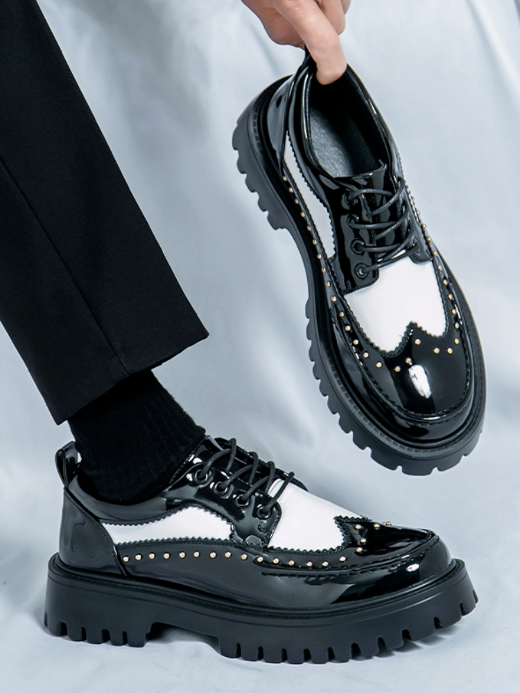 Men's Leather Dress Shoes With Brogues, Thick Soles, Suitable For Business And Casual Wear, Trendy And Versatile, Comfortable And Stylish_voghion.com