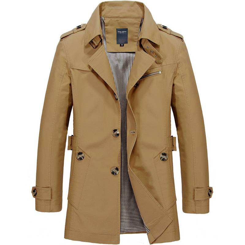 Men's Lightweight Cotton Jacket - Stylish Casual Windbreaker With Wrinkle-Resistant Design For All Seasons (Black, Khaki, Navy, Army Green)"_voghion.com