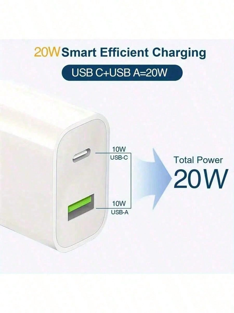 20W PD USB C Wall Fast Charger Adapter With USB-C To USB-C 3.3ft Fast Charging Cable_voghion.com